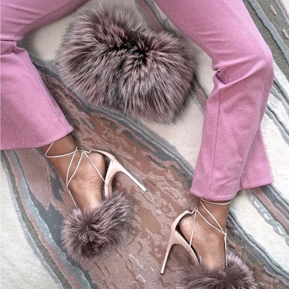 Elegant Pink Fox Fur Stiletto Heels - Picture 2 of 5